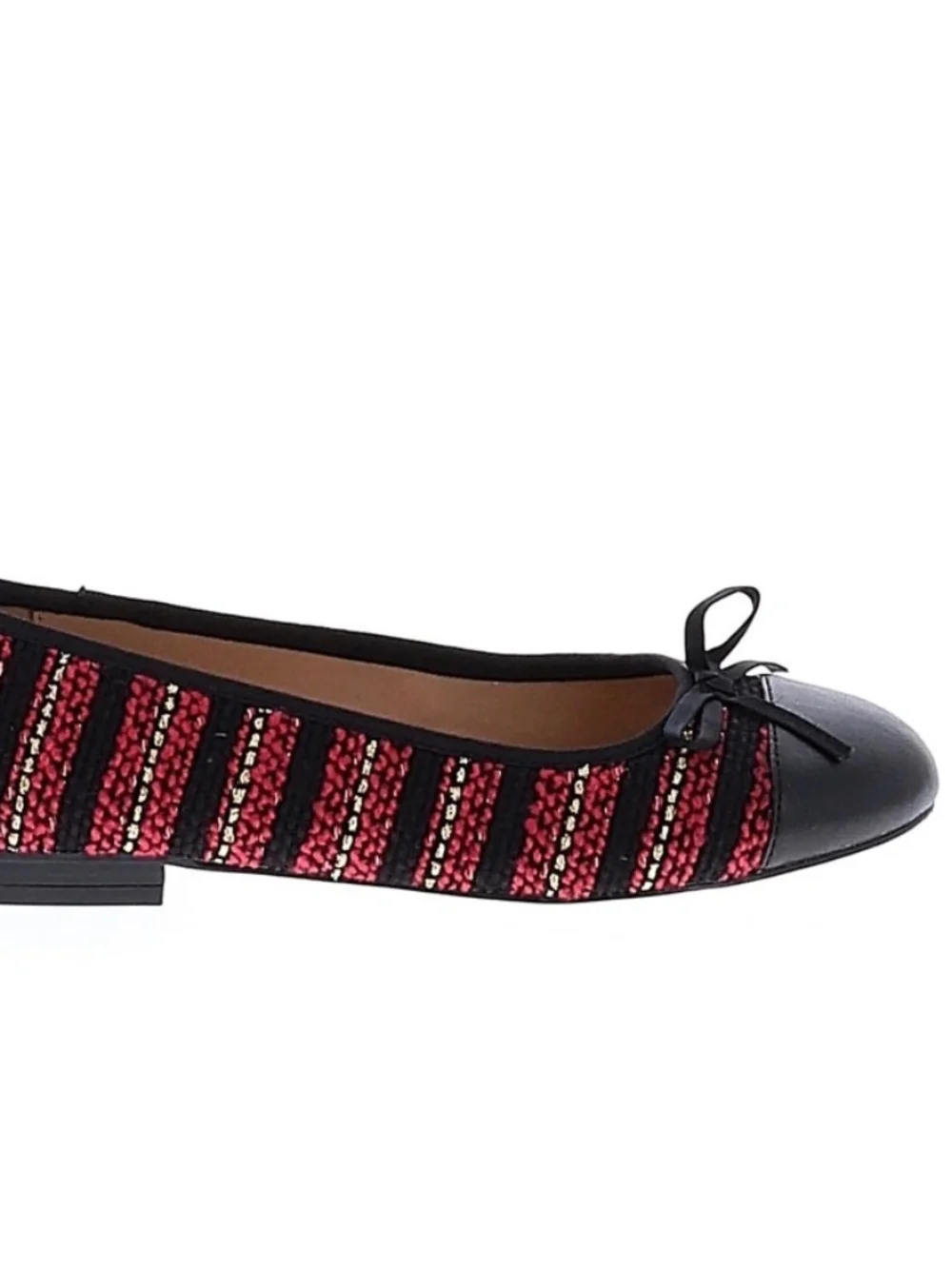 Ann Taylor Women’s Shoes  Size 9 Cap Toe Tweed Ballet Flat Gingham Red Metallic